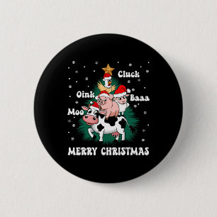 Cluck Oink Baa Moo Farm Animal Christmas Tree Merr 6 Cm Round Badge