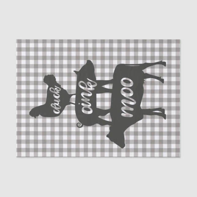 Cluck Oink Moo Chicken Cow Pig Farmhouse Country Tissue Paper (Front)