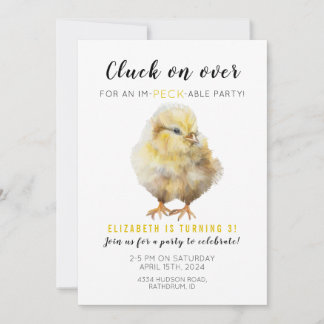 Cluck on over for an Im-peck-able birthday party Invitation