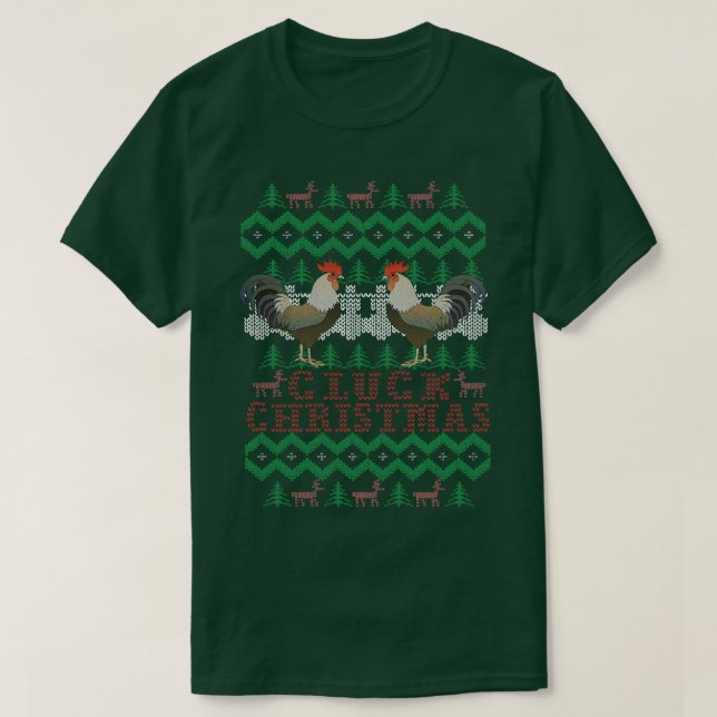 Cluck Ugly Christmas Sweater Funny Chicken (Design Front)