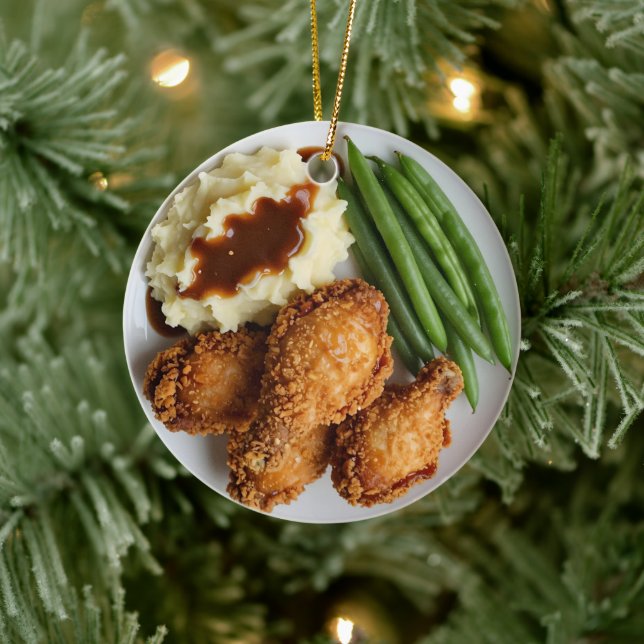 Cluck Yeah, It's Christmas! Funny Chicken Pun Ceramic Ornament (Tree)