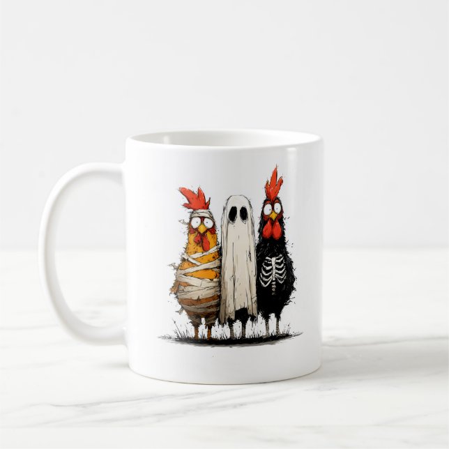 Cluckin’ Creepy Halloween Bash Coffee Mug (Left)