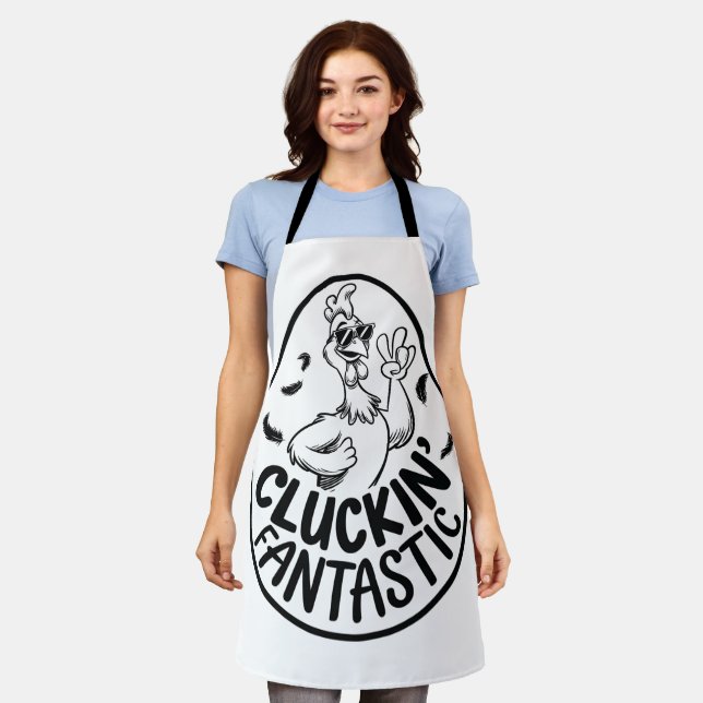 Cluckin' Fantastic Chicken-Themed Humorous Design  Apron (Worn)