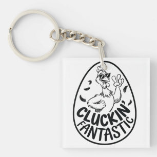 Cluckin' Fantastic Chicken-Themed Humorous Design Key Ring