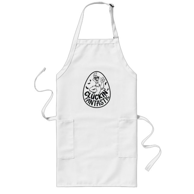 Cluckin' Fantastic Chicken-Themed Humorous Design  Long Apron (Front)