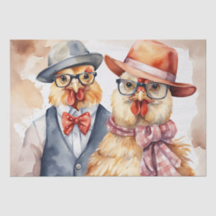 Clucky Couture: Fashionable Fowl in Decoupage Tissue Paper