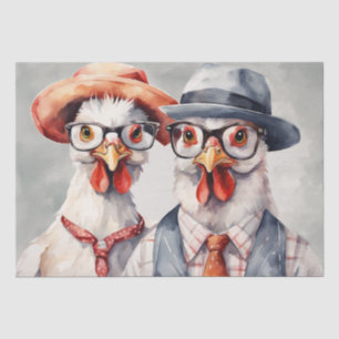 Clucky Couture: Fashionable Fowl in Decoupage Tissue Paper