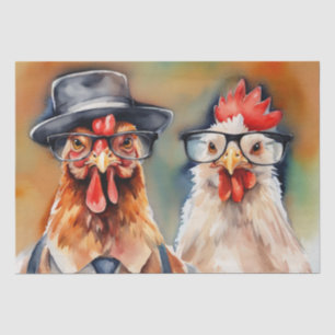 Clucky Couture: Fashionable Fowl in Decoupage Tissue Paper