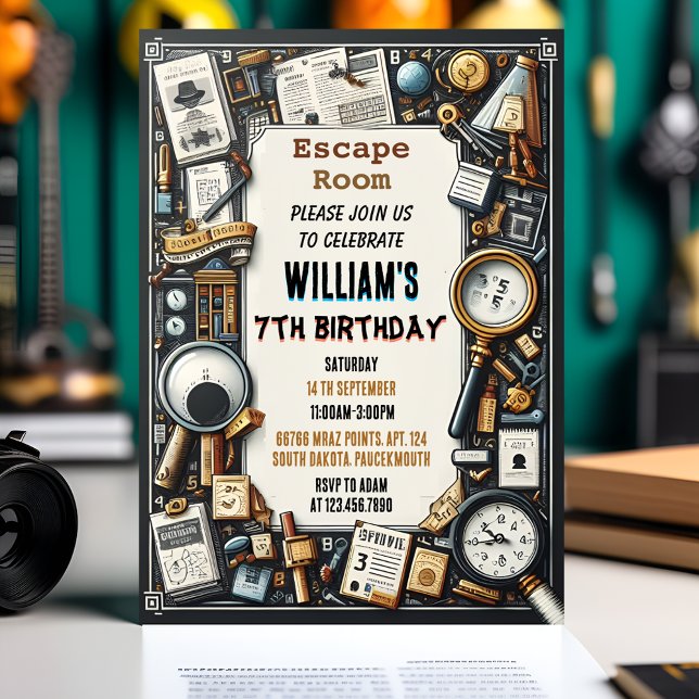 Clue Spy Escape Room 7th Birthday Invitation (Creator Uploaded)