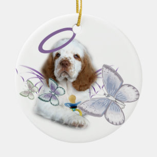 Clumber Spaniel Angel Baby Ceramic Ornament