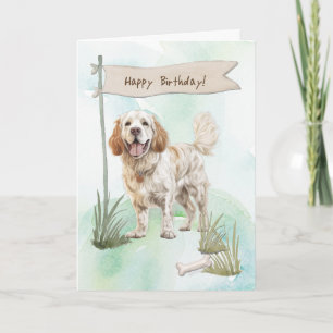 Clumber Spaniel Breed Dog Under Birthday Sign Card