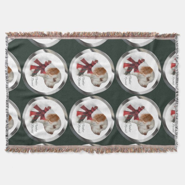 Clumber Spaniel Christmas Throw Blanket (Front)