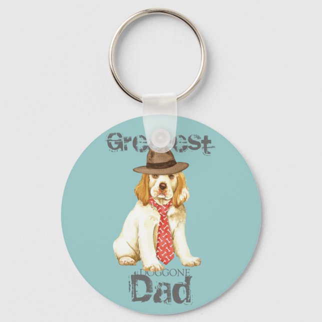 Clumber Spaniel Dad Key Ring (Front)