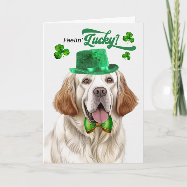 Clumber Spaniel Dog Lucky St Patrick's Day Holiday Card (Front)