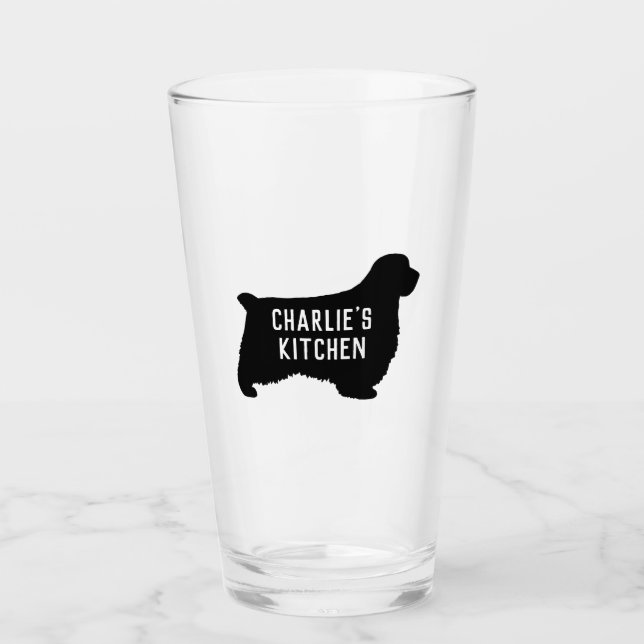 Clumber Spaniel Dog Silhouette Personalised Glass (Front)