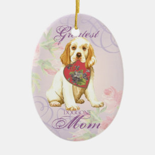 Clumber Spaniel Heart Mum Ceramic Ornament