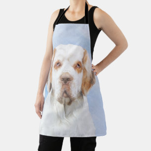 Clumber Spaniel Painting - Cute Original Dog Art Apron