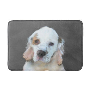 Clumber Spaniel Painting - Cute Original Dog Art Bath Mat