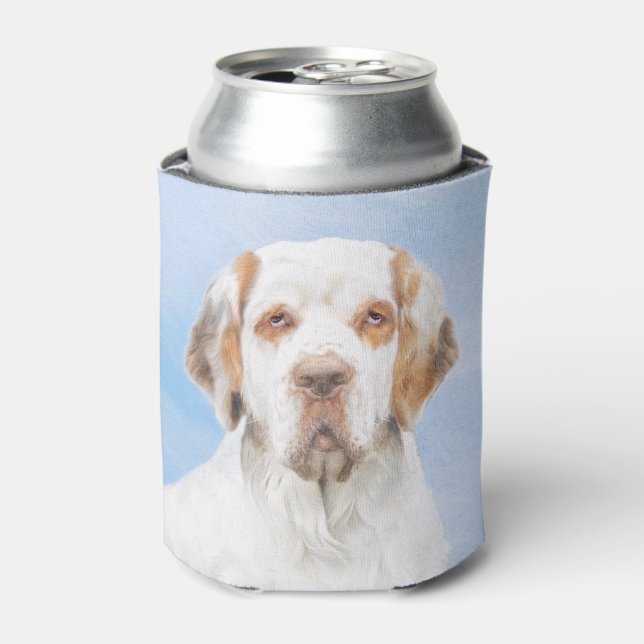 Clumber Spaniel Painting - Cute Original Dog Art Can Cooler (Can Front)