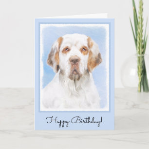 Clumber Spaniel Painting - Cute Original Dog Art Card