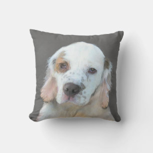 Clumber Spaniel Painting - Cute Original Dog Art Cushion