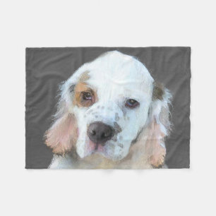 Clumber Spaniel Painting - Cute Original Dog Art Fleece Blanket