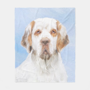 Clumber Spaniel Painting - Cute Original Dog Art Fleece Blanket