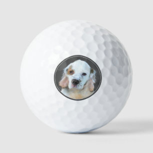 Clumber Spaniel Painting - Cute Original Dog Art Golf Balls