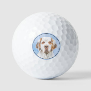 Clumber Spaniel Painting - Cute Original Dog Art Golf Balls