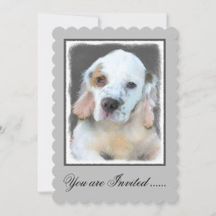 Clumber Spaniel Painting - Cute Original Dog Art Invitation