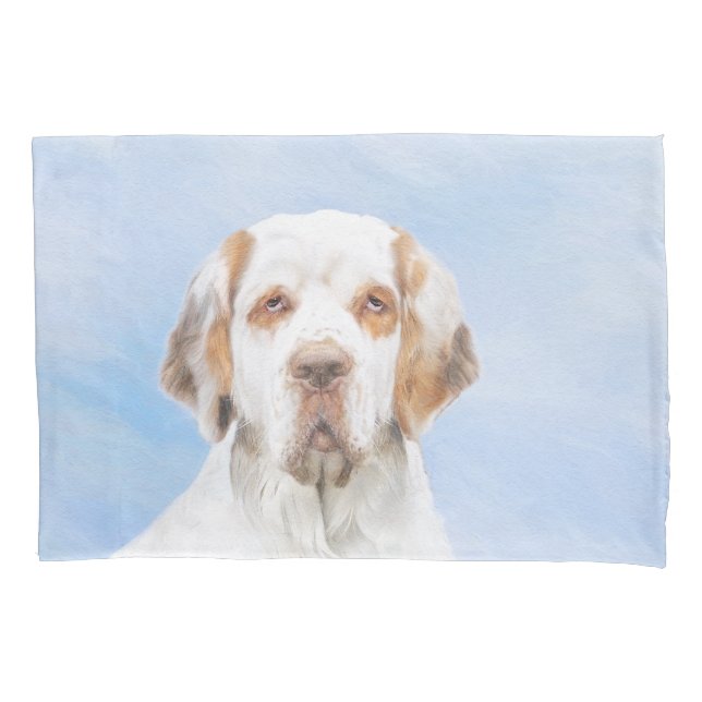 Clumber Spaniel Painting - Cute Original Dog Art Pillowcase (Front)