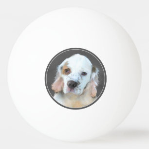 Clumber Spaniel Painting - Cute Original Dog Art Ping Pong Ball