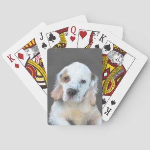 Clumber Spaniel Painting - Cute Original Dog Art Playing Cards