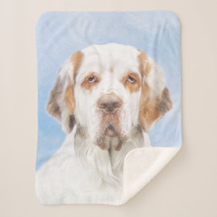 Clumber Spaniel Painting - Cute Original Dog Art Sherpa Blanket