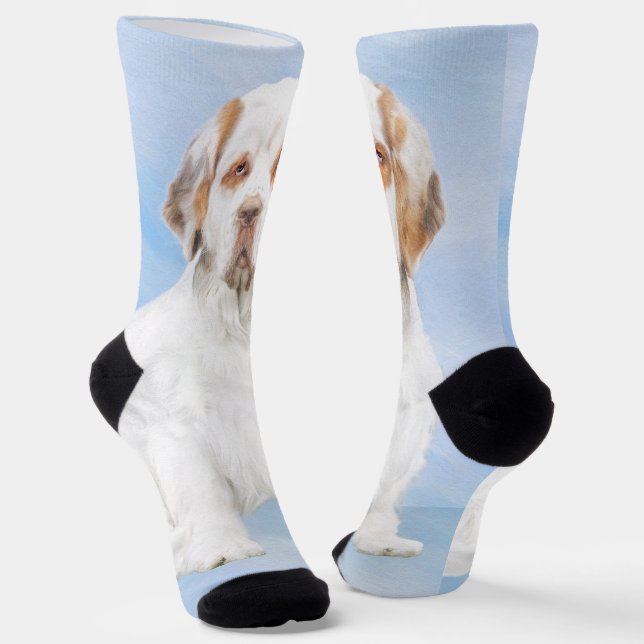 Clumber Spaniel Painting - Cute Original Dog Art Socks (Angled)