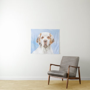 Clumber Spaniel Painting - Cute Original Dog Art Tapestry