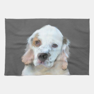 Clumber Spaniel Painting - Cute Original Dog Art Tea Towel