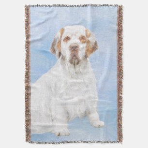 Clumber Spaniel Painting - Cute Original Dog Art Throw Blanket
