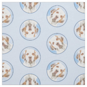 Clumber Spaniel Painting Cute Original Pet Dog Art Fabric