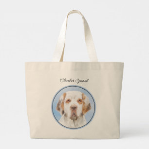 Clumber Spaniel Painting Cute Original Pet Dog Art Large Tote Bag