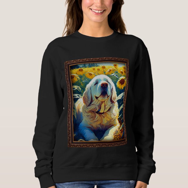 Clumber Spaniel Painting Sunflower Flower Mom Wome Sweatshirt (Front)