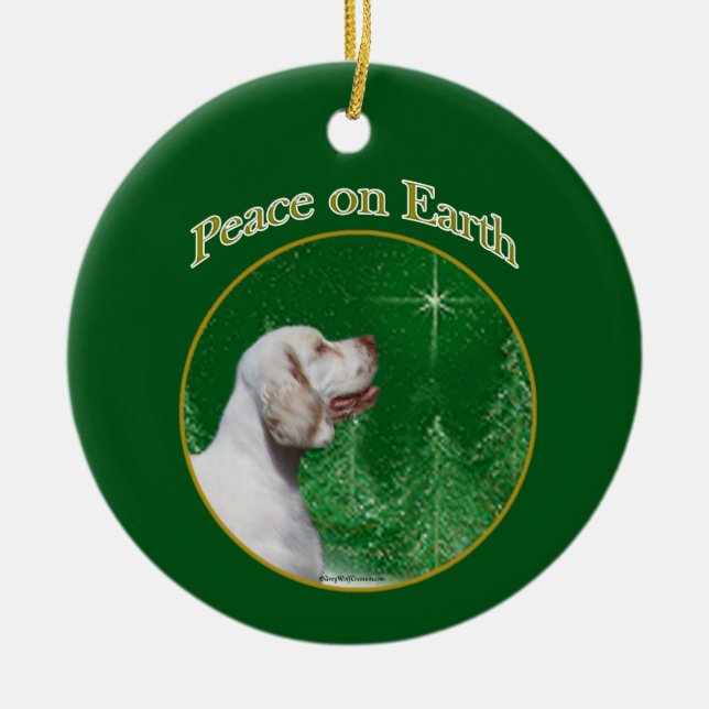 Clumber Spaniel Peace Ceramic Ornament (Front)