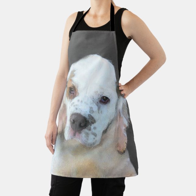 Clumber Spaniel Puppy Painting - Original Dog Art Apron (Insitu)