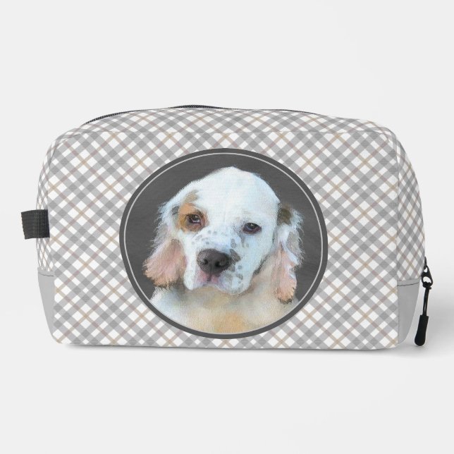Clumber Spaniel Puppy Painting Original Dog Art Dopp Kit (Front)
