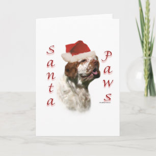 Clumber Spaniel Santa Paws Holiday Card