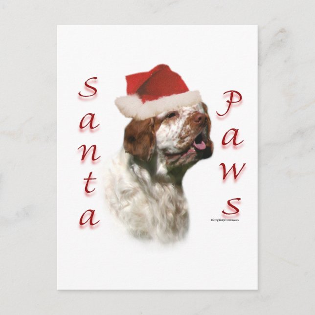 Clumber Spaniel Santa Paws Holiday Postcard (Front)
