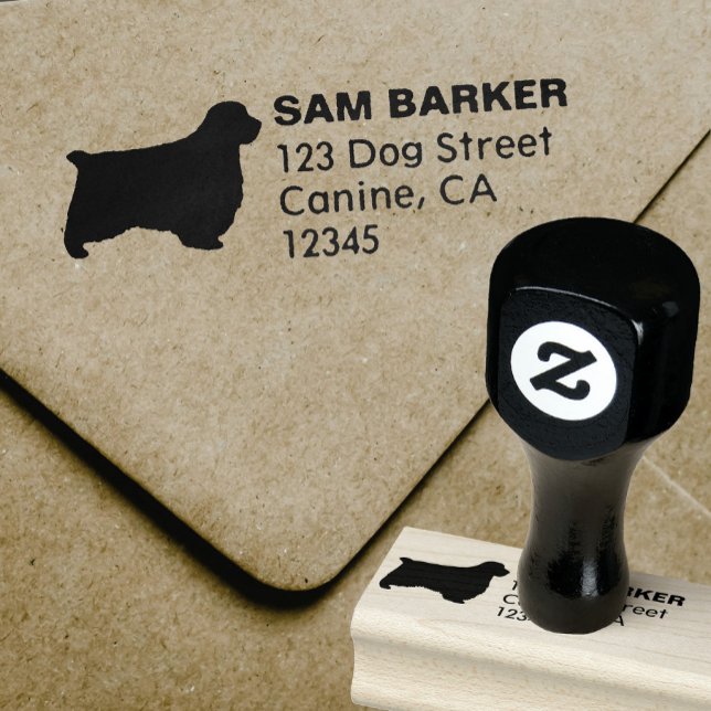 Clumber Spaniel Silhouette Return Address Rubber Stamp (Creator Uploaded)