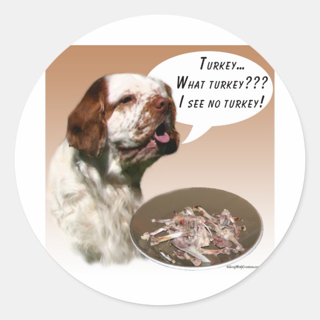Clumber Spaniel Turkey Classic Round Sticker (Front)