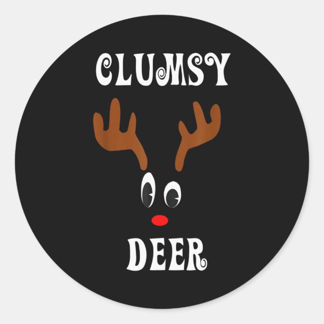 Clumsy Christmas Reindeer Angler Hunt Deer Elk  Classic Round Sticker (Front)