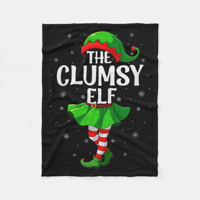 Clumsy Elf Christmas Girls Women Elf Squad Xmas Fa Fleece Blanket (Front)